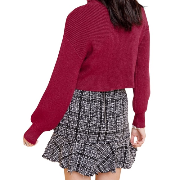 NWT Francesca’s Darla Raw Hem Tweed Mini Skirt S - Picture 2 of 11